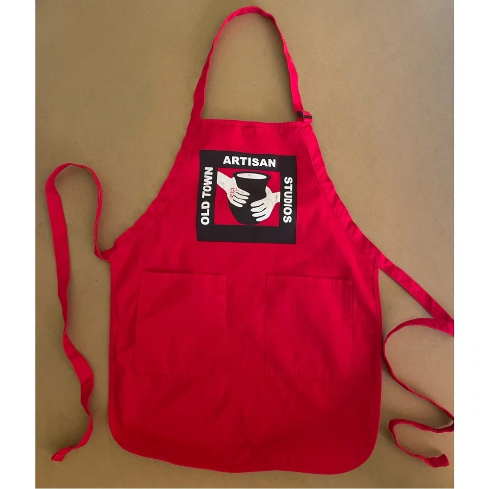 Red Artisan Old Town Art Studios Apron with Pockets